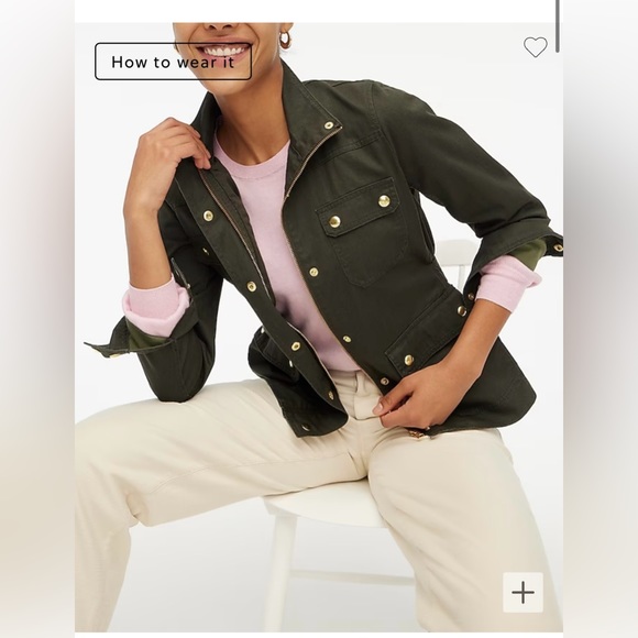 NWT J.Crew Factory XXSP Petite Mossy Brown resin-coated twill field jacket - Picture 2 of 12